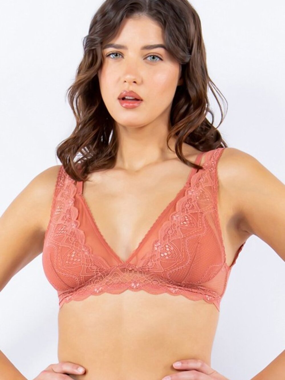 Anemone Corp Brand Lace Mesh Bralette in Pink Clay- NWT Pick Your Size